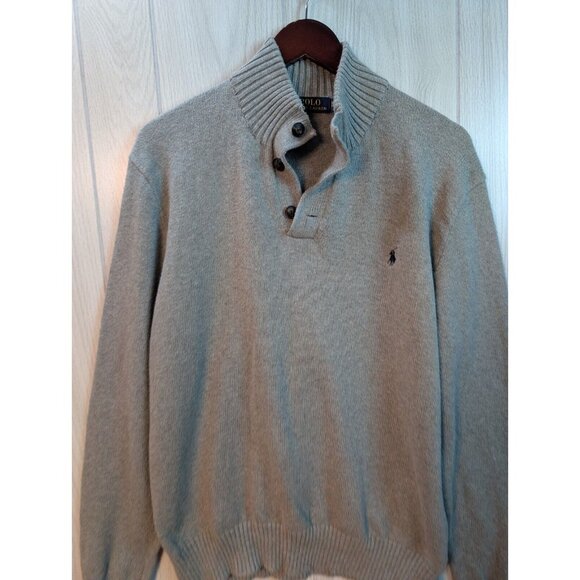 Polo Ralph Lauren 1/4 Button Pullover Sweater Mens Size 2XL Gray Long Sleeve - Picture 2 of 8